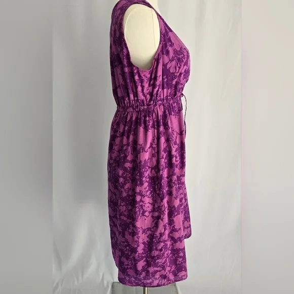Eddie Bauer Purple Floral Cotton V-Neck Sleeveless Dress Sz. 6 - Picture 4 of 13